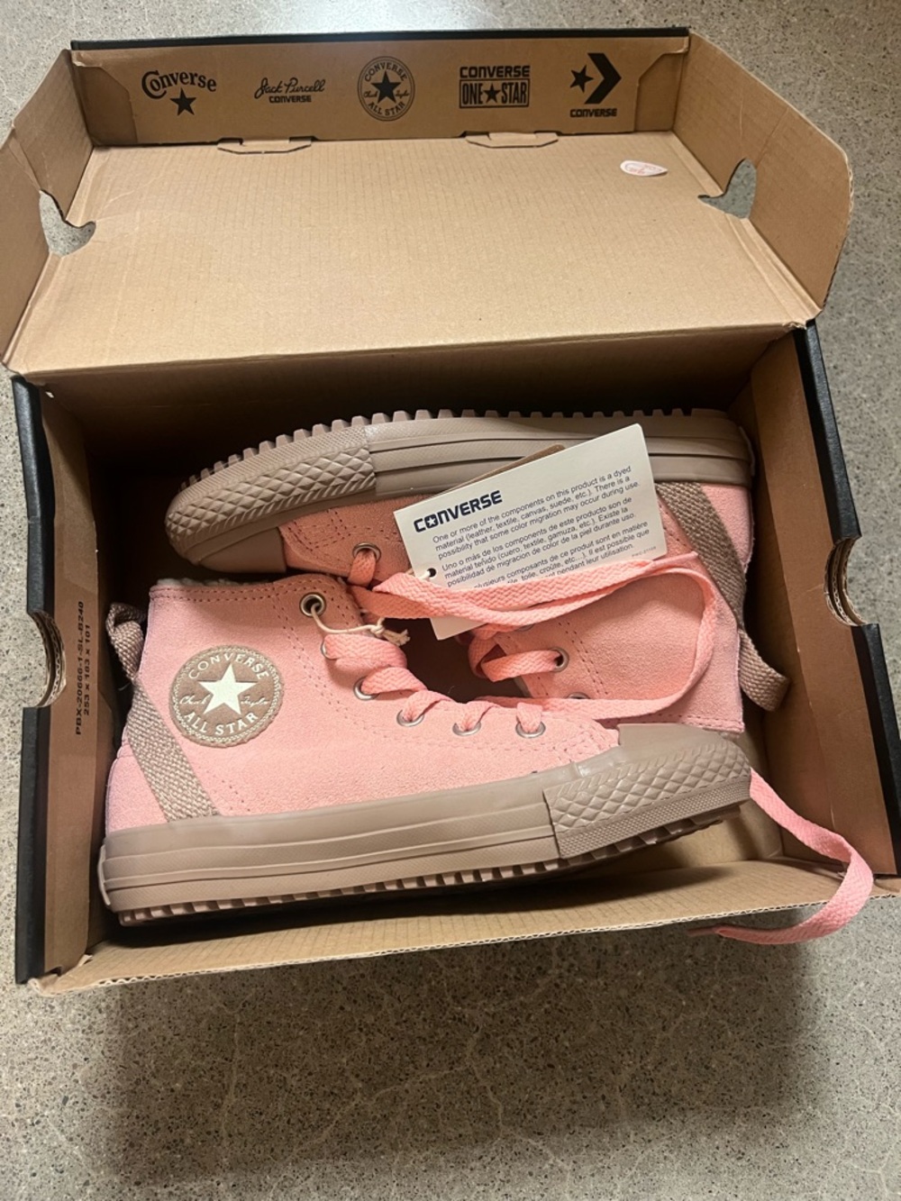 Converse Pink High Top Canvas Sneakers with Tan Sole